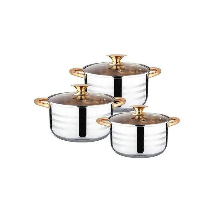 6 Pieces Quality Stainless Steel Cookware Set With Thickened 5 layers Bottom-Silver