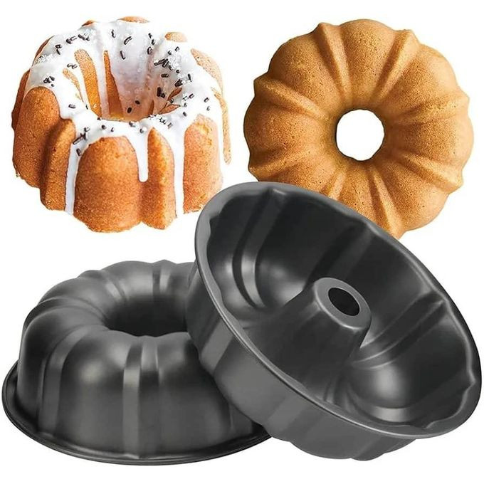 Nonstick Fluted Cake Pan, Perfect for Bundt Cakes, Monkey breads, casseroles, lasagnas, and More - Black