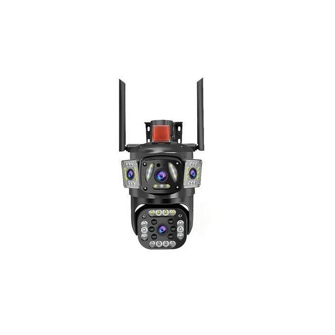CCTV Camera Outdoor Wireless 1080P Dual Lens 4G Connect to Cellphone Security Camera With Memory Card- Black