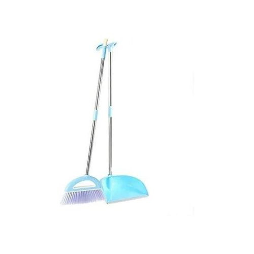 2 In 1 Broom And Dust Pan For Cleaning And Collecting Rubbish-Multicolour F