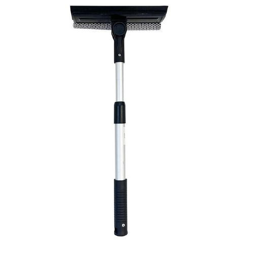 Adjustable Window Glass Squeezer Wiper & Scrubber Dual Side Blade Rubber & Soft Sponge Telescopic Long and Short Pole 2 in 1 Car Wiper Home Cleaning Brush Extendable Solid Handheld - Multicolor