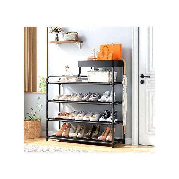 4Layer Stainless Steel Shoe Rack - Color May DIffer Black/White
