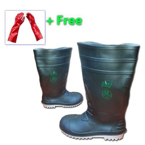Safety Construction, Factory Gumboots With A Free Gloves - Black