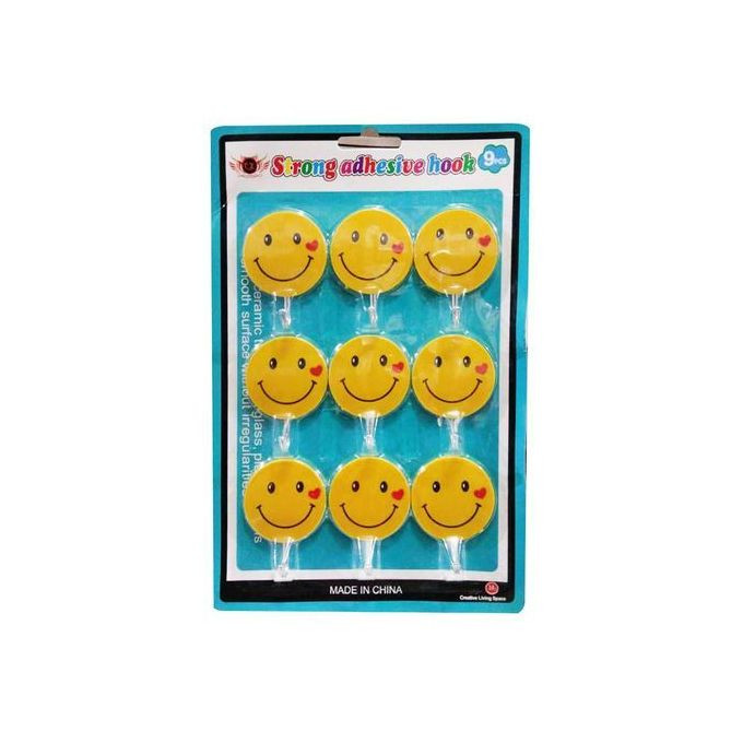 9 Pin Strong Hooks With Simley Characters-Yellow