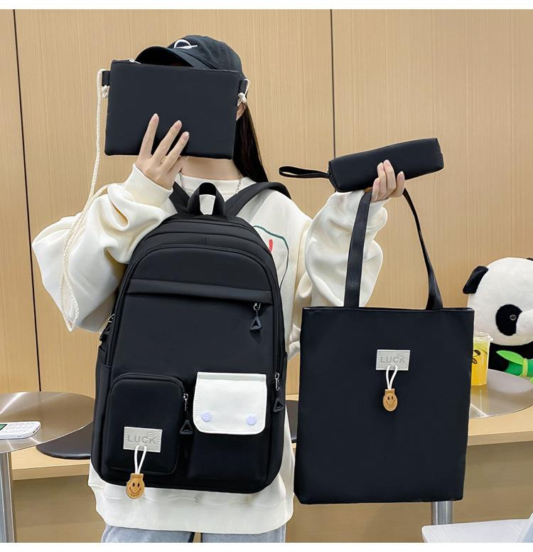 4in1 Backpack, Tote Bag, Pencil Bag, Messenger Bag - Black/White