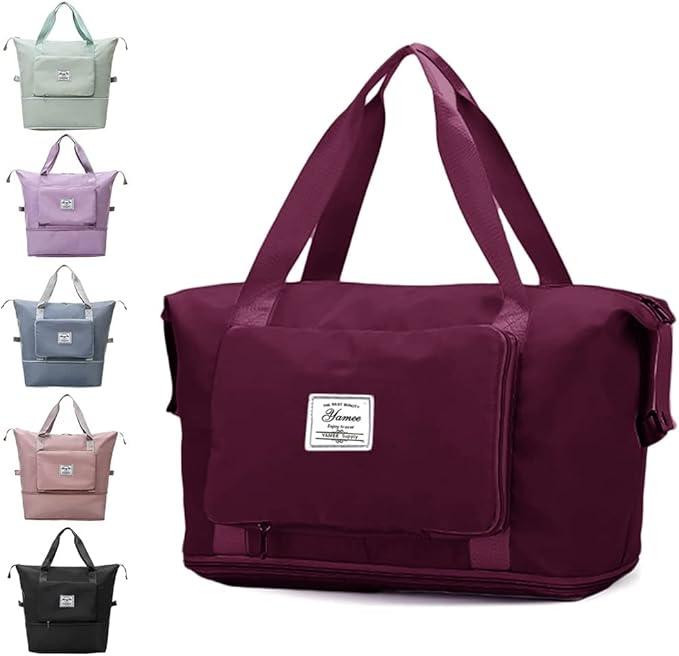 Ladies Travel Luggage Handbag Tote Bag Shoulder Duffel Bag - Black/Purple