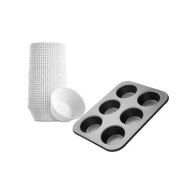 Muffin Cup Cake Mould Tray And Capcake Baking Paper Bakeware, Black,White
