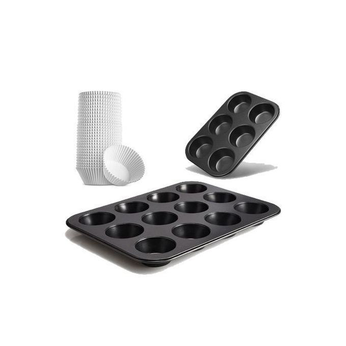Cupcake Paper 100pcs And Muffin Mould - White, Black