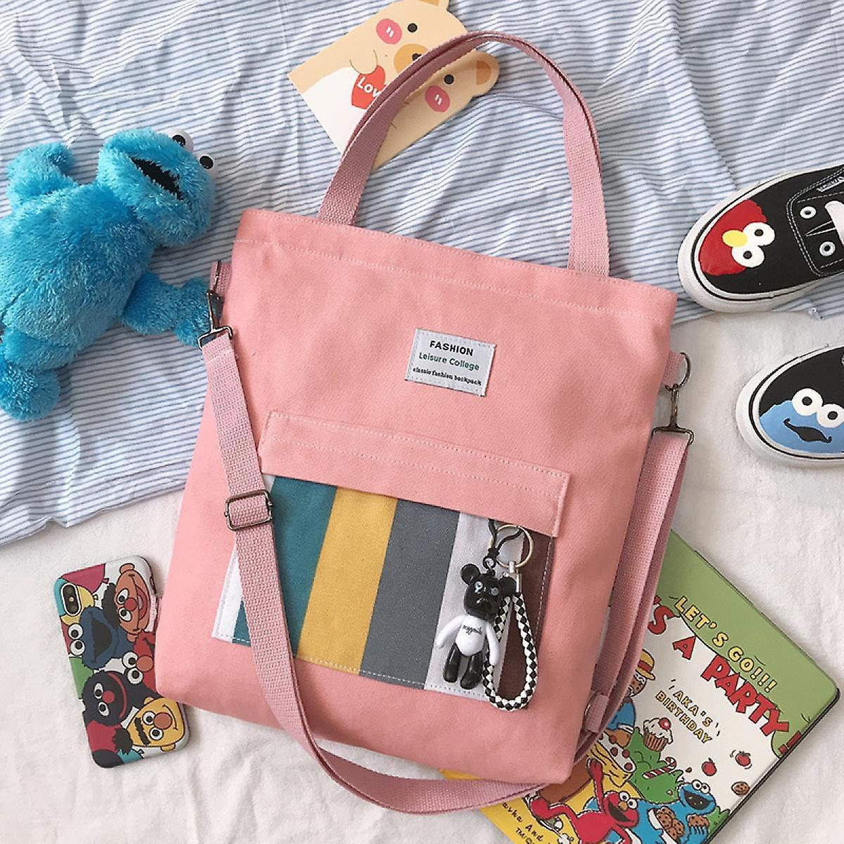 Women's Shoulder Bag Canvas Tote Bag Women's HandBag ( pink)