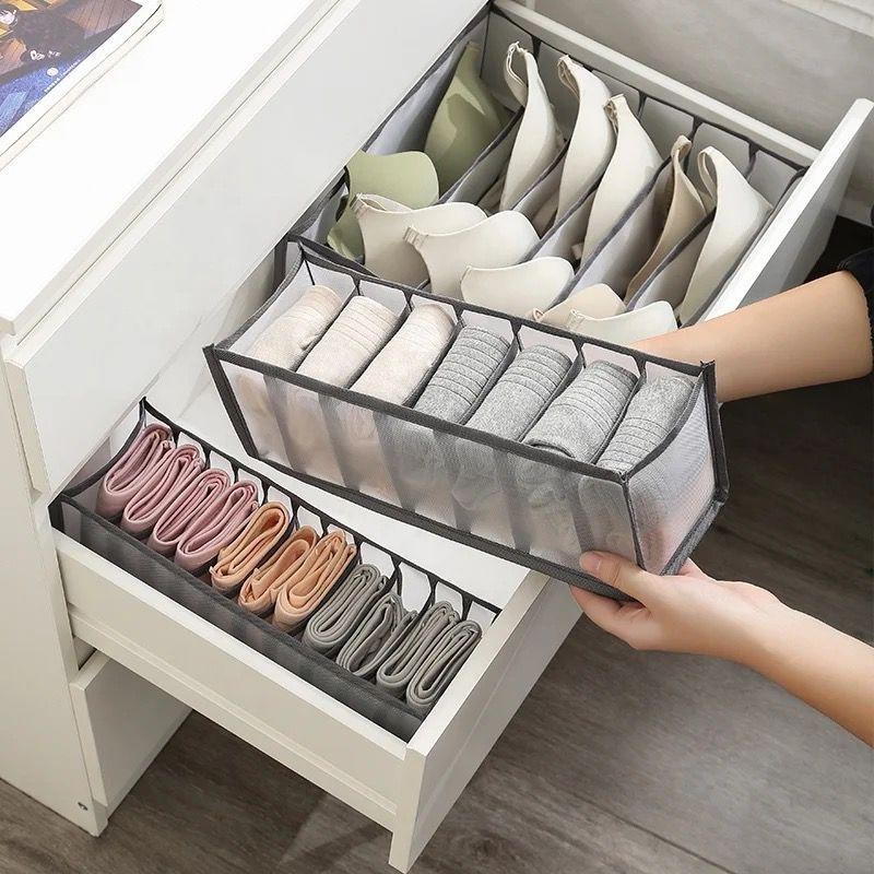 3Pcs Underwear Drawer Organizer Set Foldable Sock Bra Underpants Organizer Drawer Divider, Washable Closet Cabinet Storage Boxes for Clothes, Socks, Ties and Underwear Bras