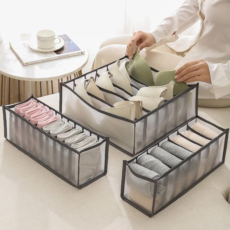 3Pcs Underwear Drawer Organizer Set Foldable Socks Bras Boxers Organizer Drawer Divider, Washable Closet Cabinet Storage Boxes for Clothes, Socks, Ties and Underwear Bras