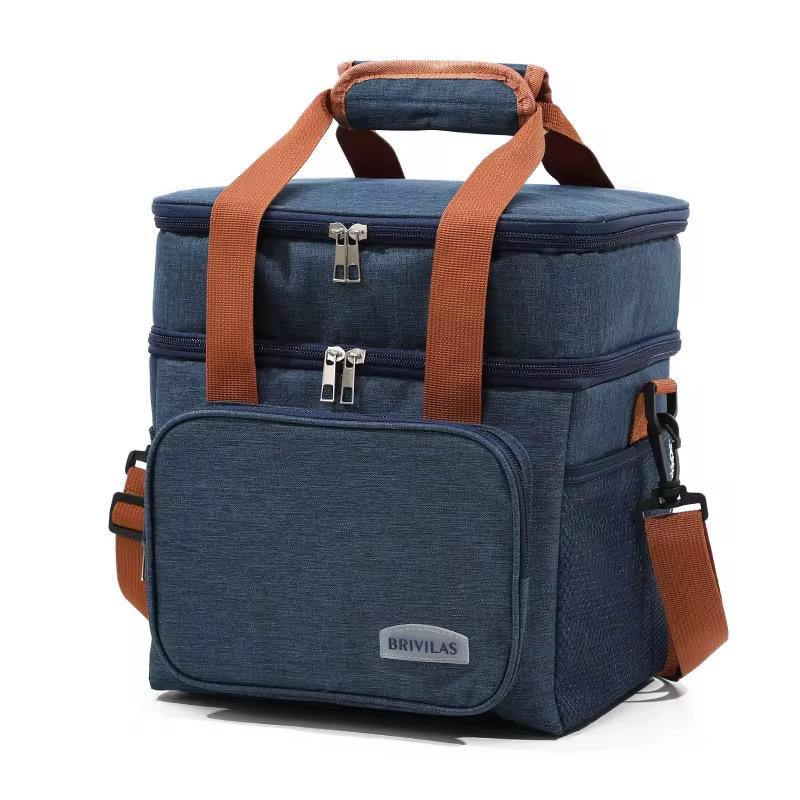 Double Layer Thermal Lunch Bag Picnic Lunch Box - Blue