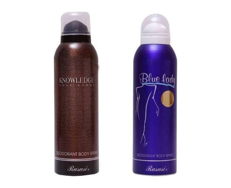 A Bundle Of Knowledge And Blue Lady Deodorant Spray.