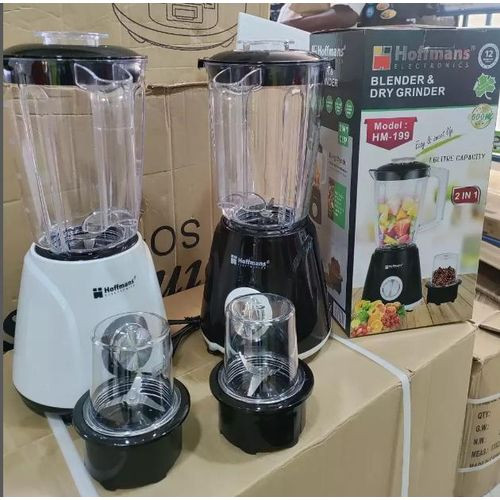 Hoffmans 1.6L Blender, Dry Grinder 2 in 1 Black, White