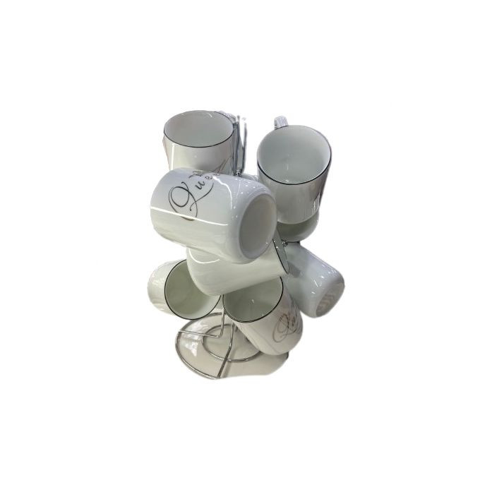 Elegant 6 Pieces Set Of Coffee Cups - White