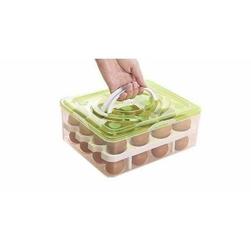 Eggs Tray Storage Container 32 Grid - Green Blue Pink
