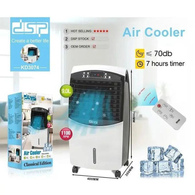9L Portable Heavy Duty Built Electric Air Cooler / Air Conditioner With Remote Control-Multicolour
