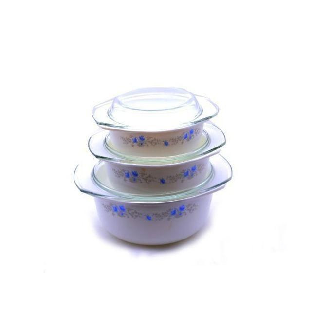 3 Piece Serving Dishes-White, Flowers may Vary