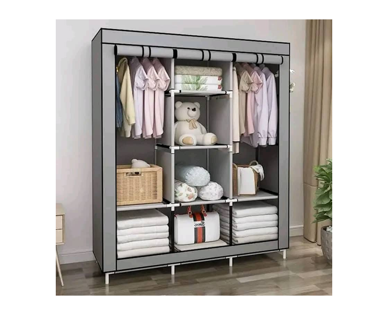 3 Column wooden Cloth Frame Wardrobe