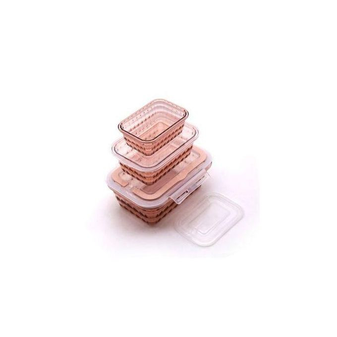 3 Piece Melamine Food Storage Container Box - Pink