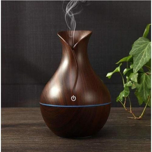 Mini USB Wood Grain Humidifier Air Purifier Humidifier Dark Brown Aromatherapy 200ml Aroma Essential Oil Diffuser & 7 LED Color Changing Light For Home, Office
