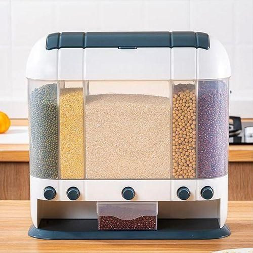 Roll Over Image To Zoom In Kitchen Sealed Rice Bucket, Wall-mounted Cereal Oatmeal, Food Storage Plastic Container Cereal Dispenser-Multicolour