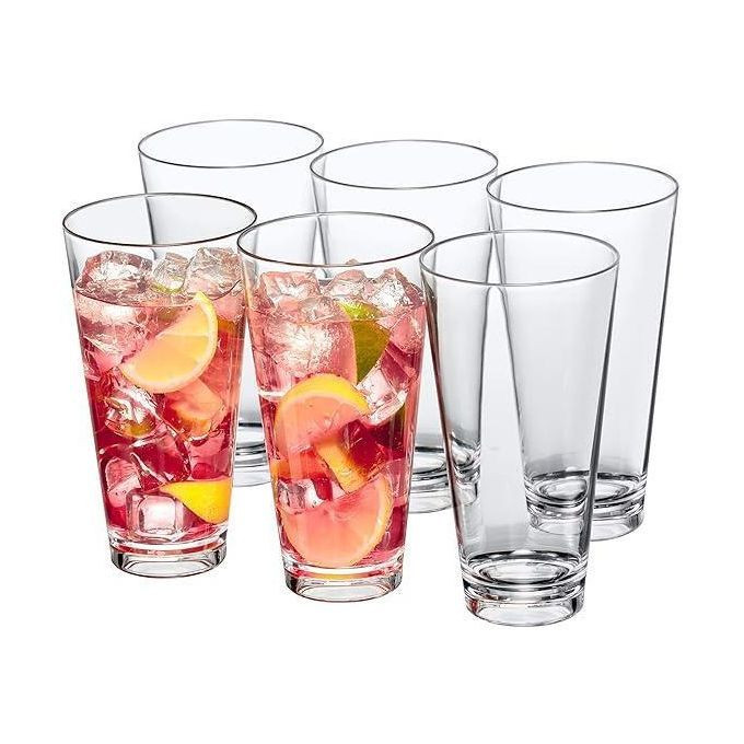 6 Pieces Set Of Drinkware Glassware For Taking Cocktail Juices Water And Beer-Transparent