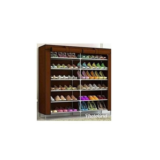 steel Framed Shoe Rack - Brown