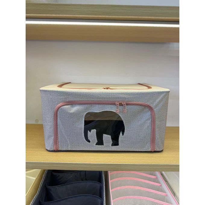 Storage box with lid, sorting baskets for household clothes, storage box for bedroom blankets, storage box for Oxford fabrics with large capacity, 50 x 40 x 33 cm beige