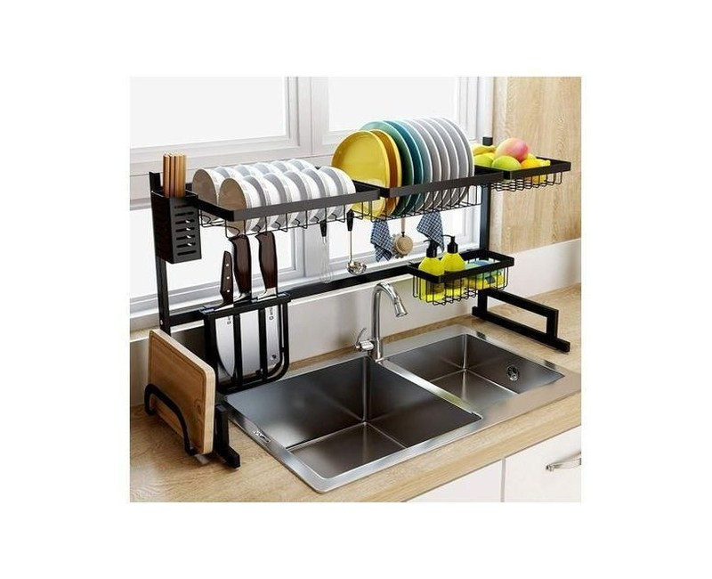 Dish Drying Draining Rack, Over The Sink Display Stand Utensils Storage Organizer -Black.