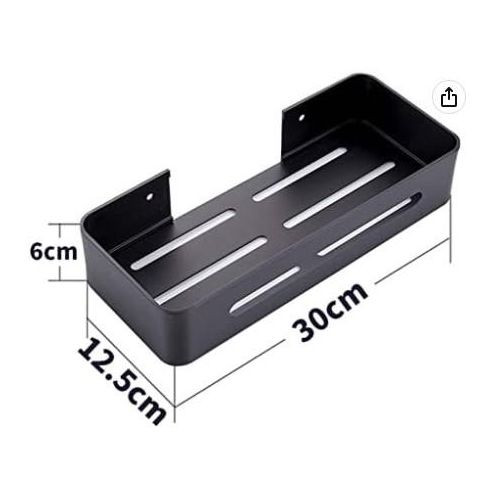 Kitchen Rail No Drill Kitchen/Bathroom Wall Rack with Hook Spice Shelf Wall Mounted Adhesive Aluminium For Kitchen Cabinets,Black B,1 Pack