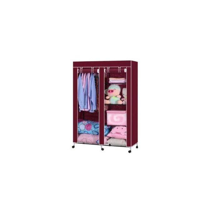 Double Column Portable Steel Wardrobe-Maroon