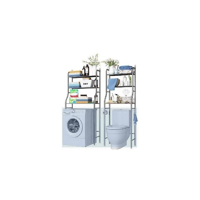 2/3 Tiers Stainless Steel Storage Rack Over Toilet/Bathroom/Laundry/Washing Machine Shelf Unit Organizer - Silver