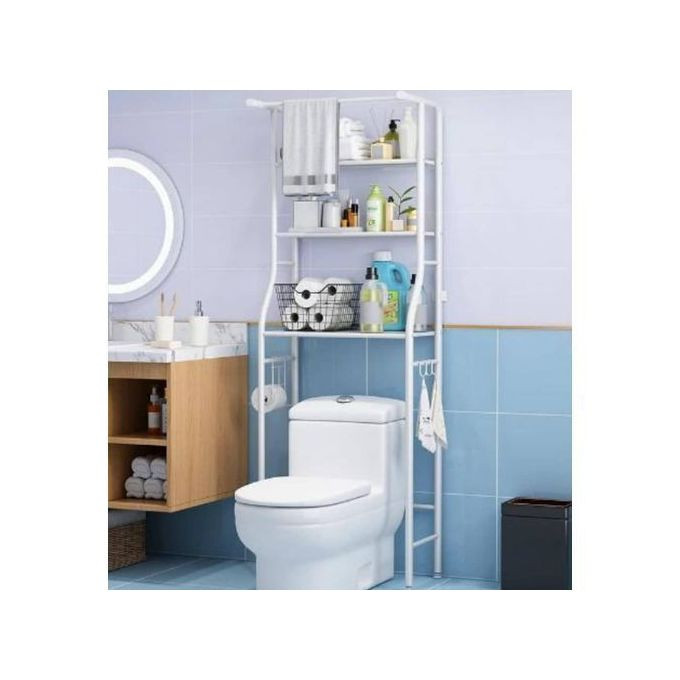 Metallic Toilet Rack - White