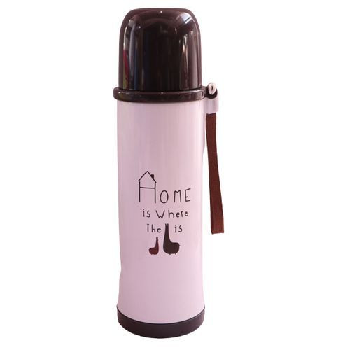 Portable Vacuum Flask Cup Travel Mug, 500ml - Brown, Black