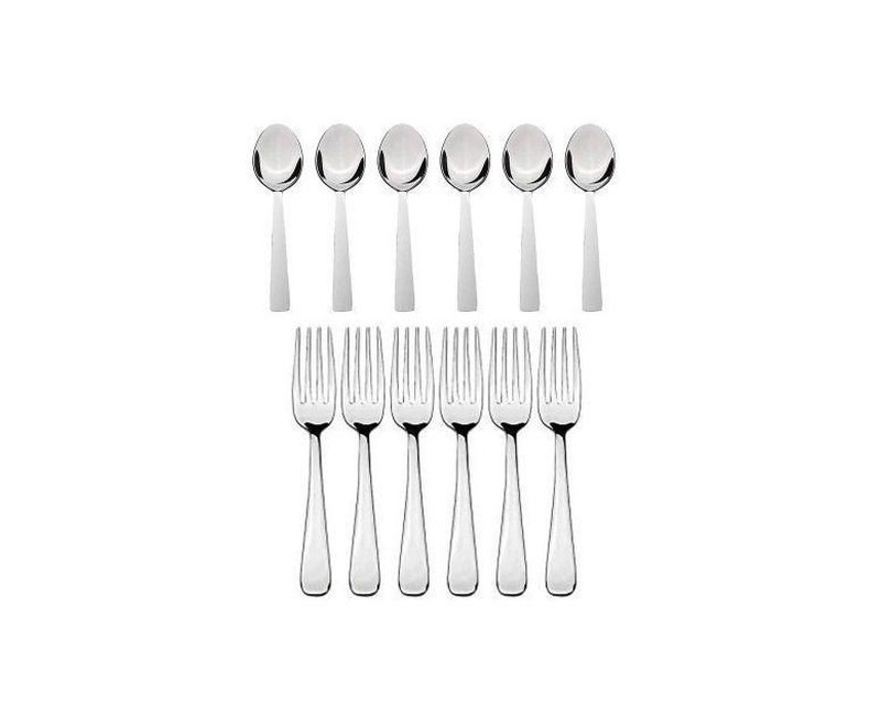 12 Pieces Cutlery Set (6 Forks, 6 Spoons) - Silver