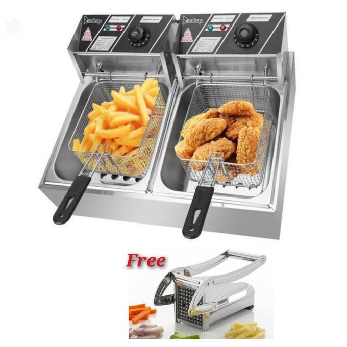 Heavy Duty Stainless Steel Single Electric Deep Fryer, 6 Litres - Silver