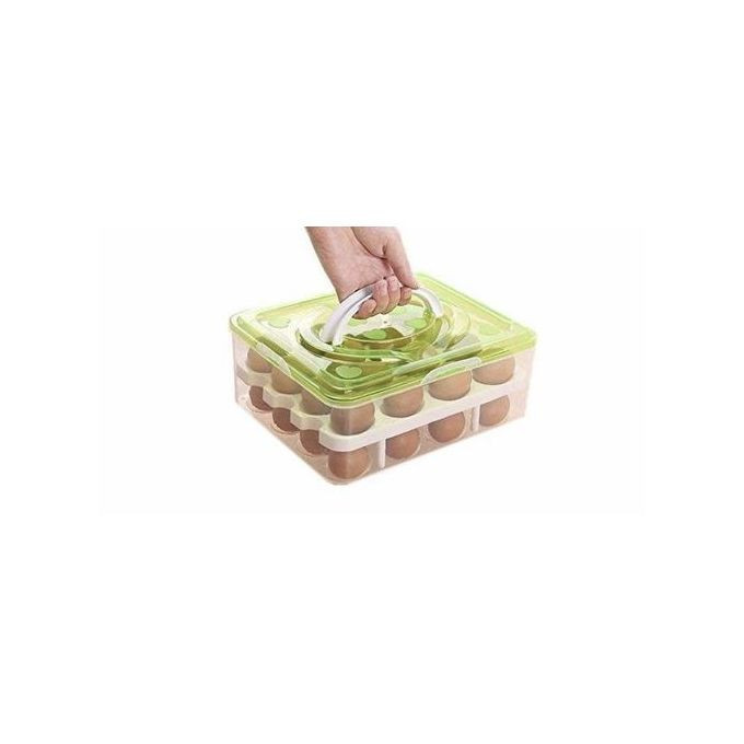 Eggs Tray Storage Container 32 Grid - Green Blue Pink
