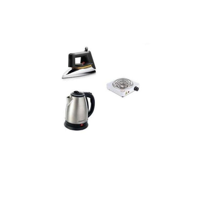 Original 2L Electric Kettle, Flat Iron & Single Coil Hotplate - Silver UGX 83,000 UGX