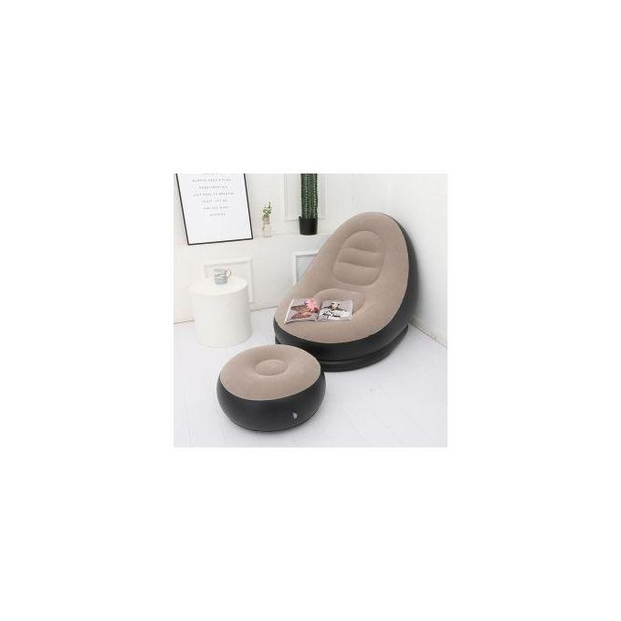 Intex Inflatable Sofa And Footrest With Pump - Balck&Grey