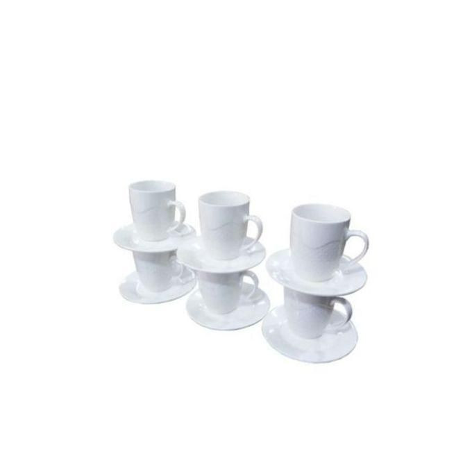 Set of 6 tea cups and 6 sourcers-white