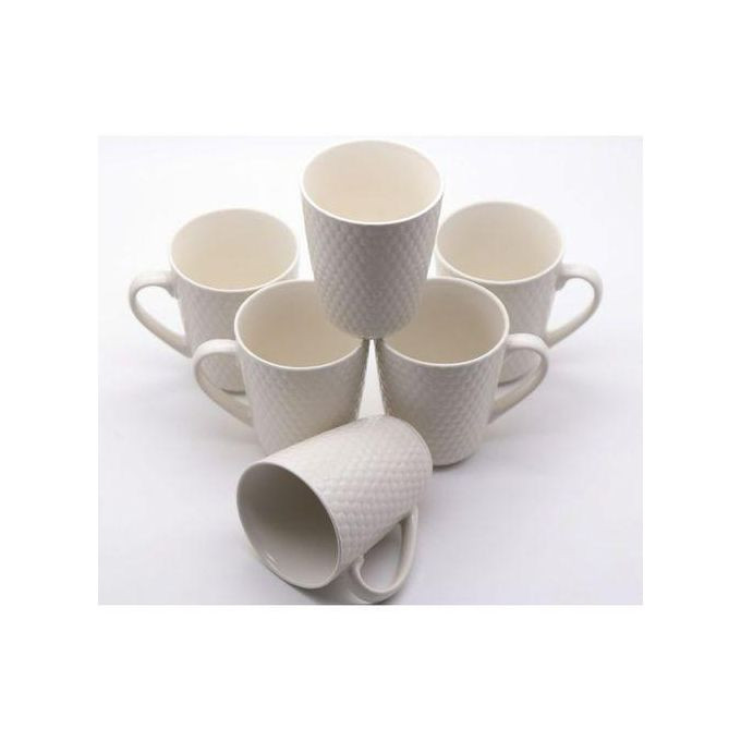 Pieces Set Of Ceramic Cups With Awesome Design - White
