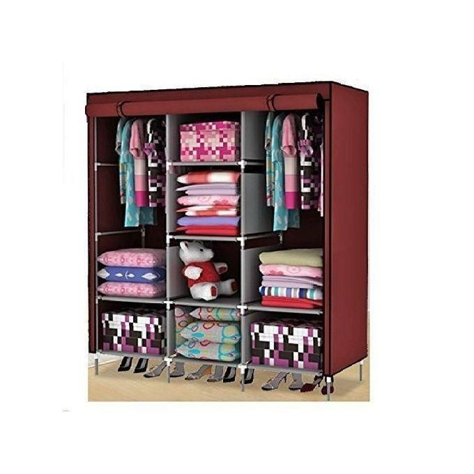 Elegant 3 Columns wardrobe-maroon