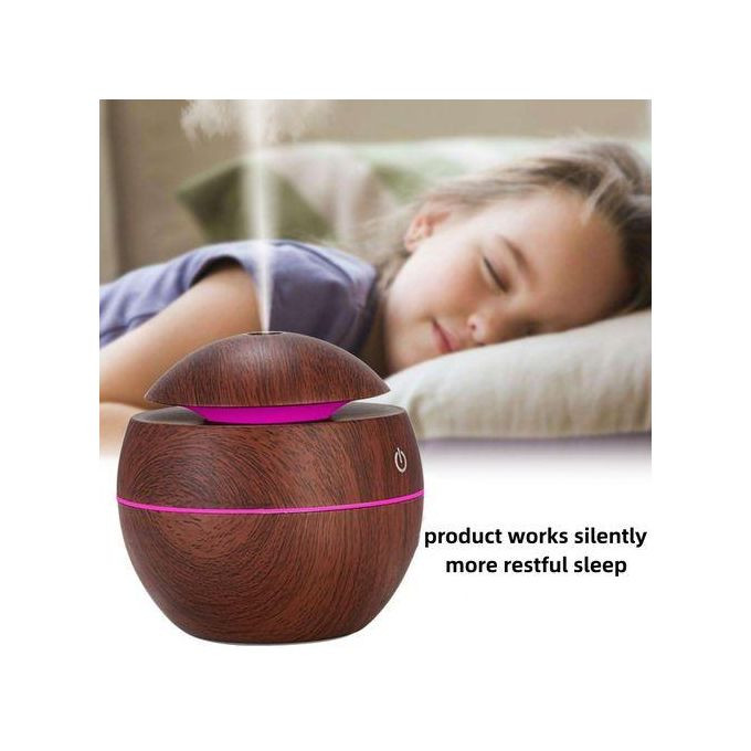 Portable Air Humidifier Aromatic Diffuser Moisturizer Aromatherapy With 7 LED Lights - Wood