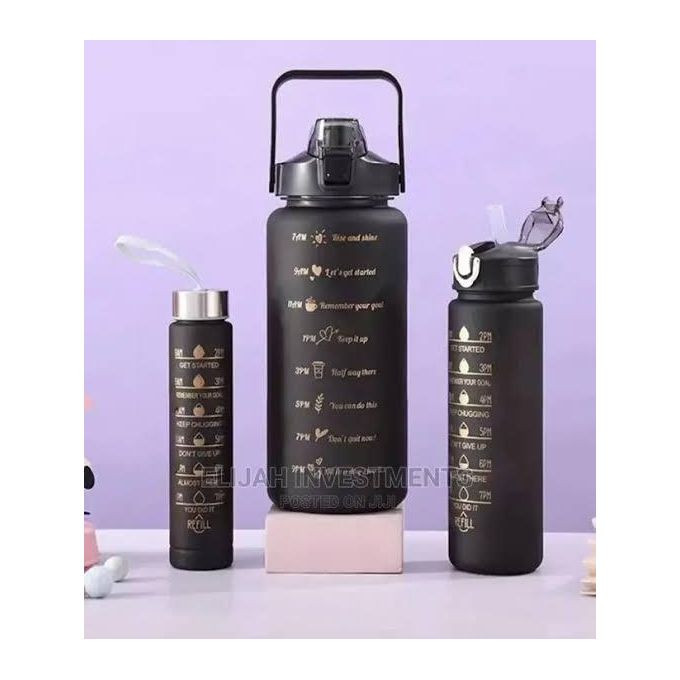 3 In 1 Set Of Water Bottles - Black