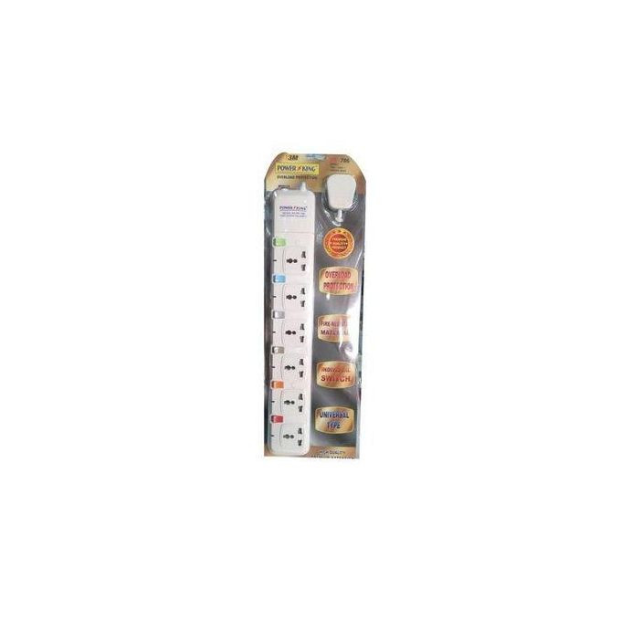 Power King 6 Way Universal Heavy Duty Extension Cable - White