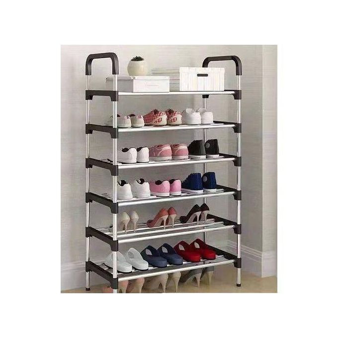 6 Layer Stainless Steel Stackable Shoes Rack Organizer Storage Stand- Multicolor