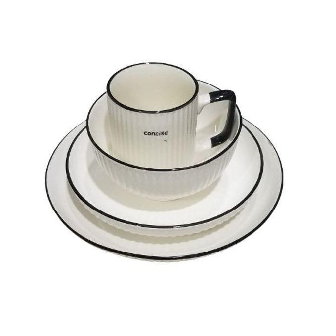 3 Cups 3 Bowls 3 Small Plates 3 Dinner - Black/White