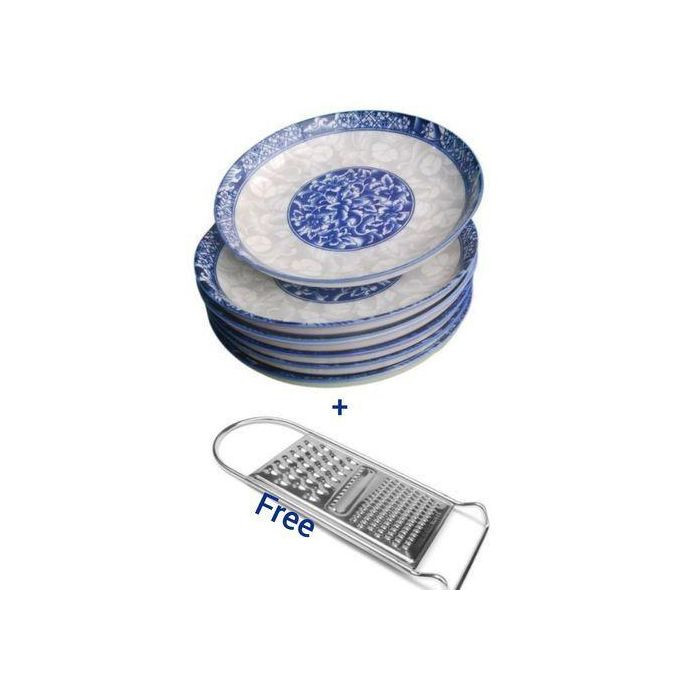 6pcs Of Dinner Plates + Free Grater - Blue