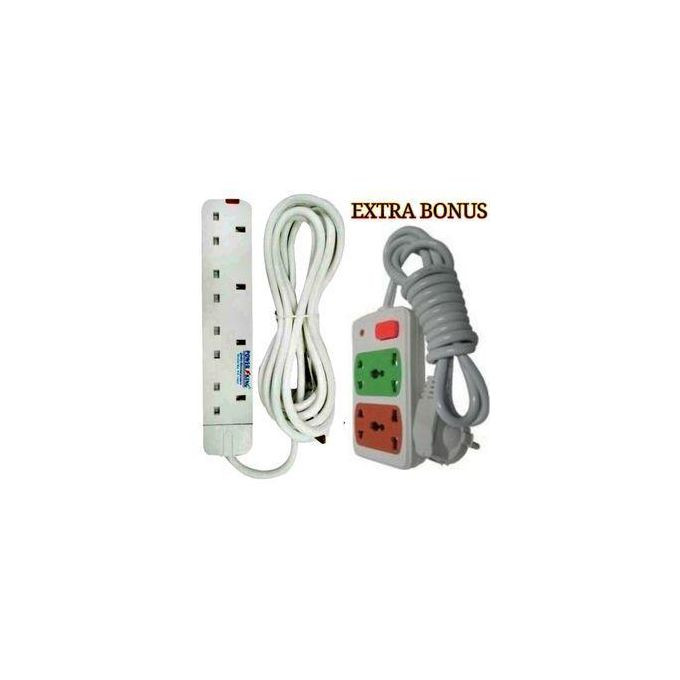 Power King 4 Way Power Extension Cable For Hair Shaver Machine Kinyozi + 2 Way Extension